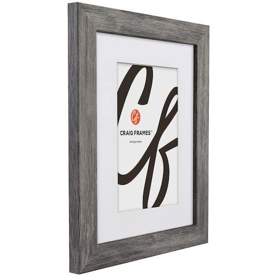 Craig Frames Bauhaus 125 Barnwood Gray Picture Frame with Mat